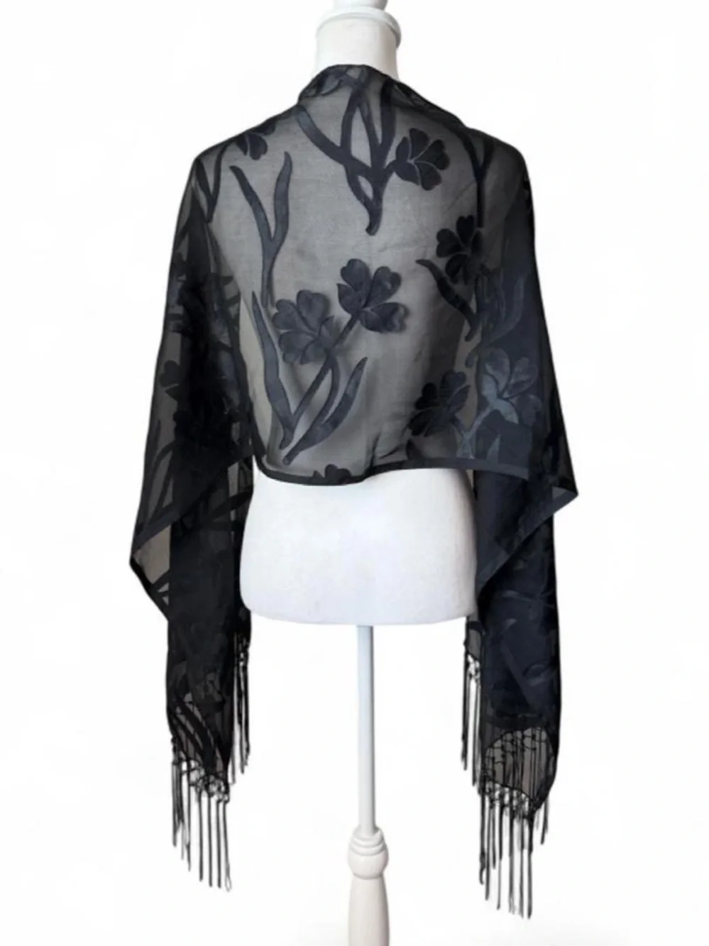 Black Beaded Shawl Scarf